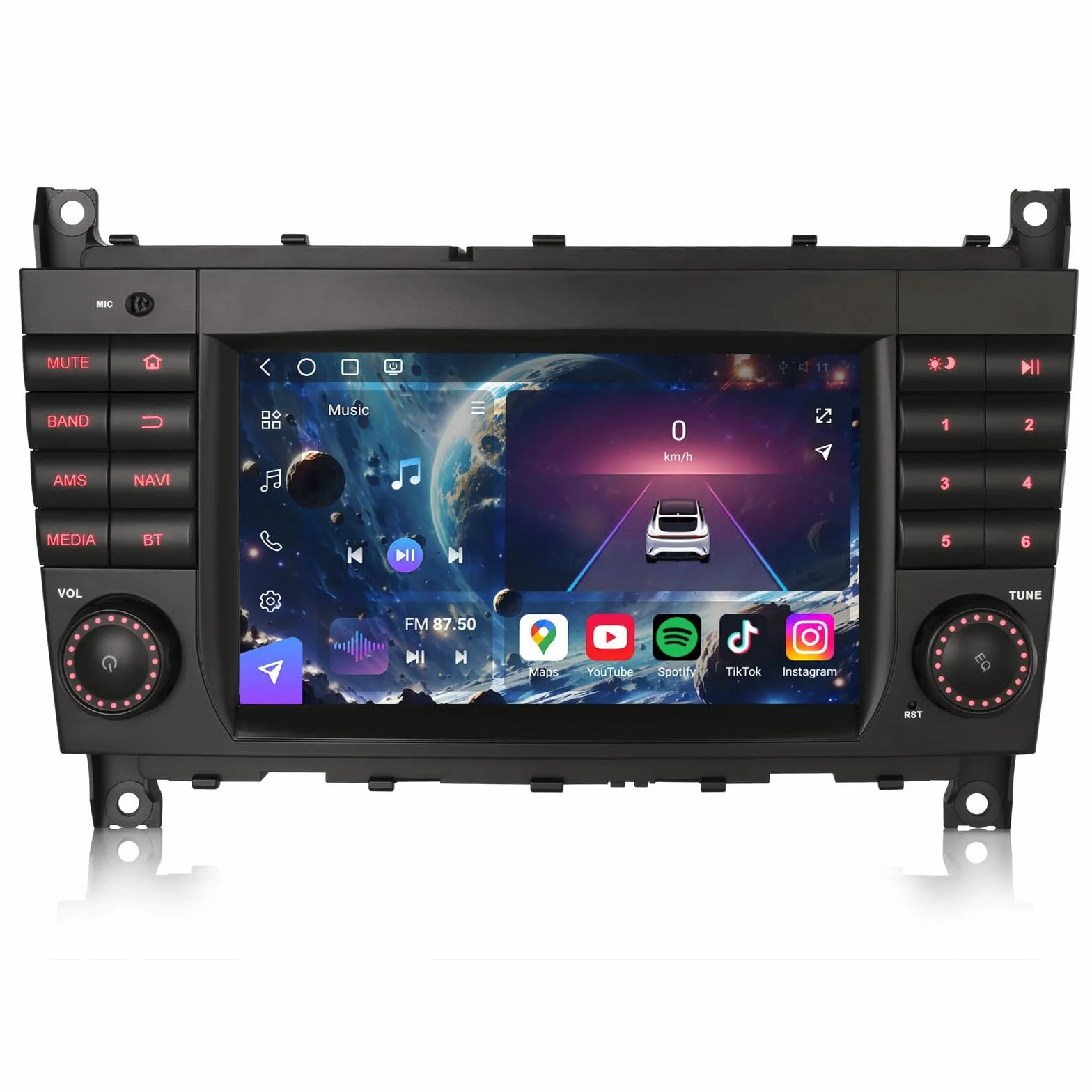 Qualcomm radio samochodowe ośmiordzeniowe 8 GB + 128 GB Android 14 DAB+ do Mercedes Benz C/CLC klasa W203 G klasa W463 z nawigacją GPS, bezprzewodowe, Apple CarPlay, Android, DSP, WiFi, Bluetooth 5.1