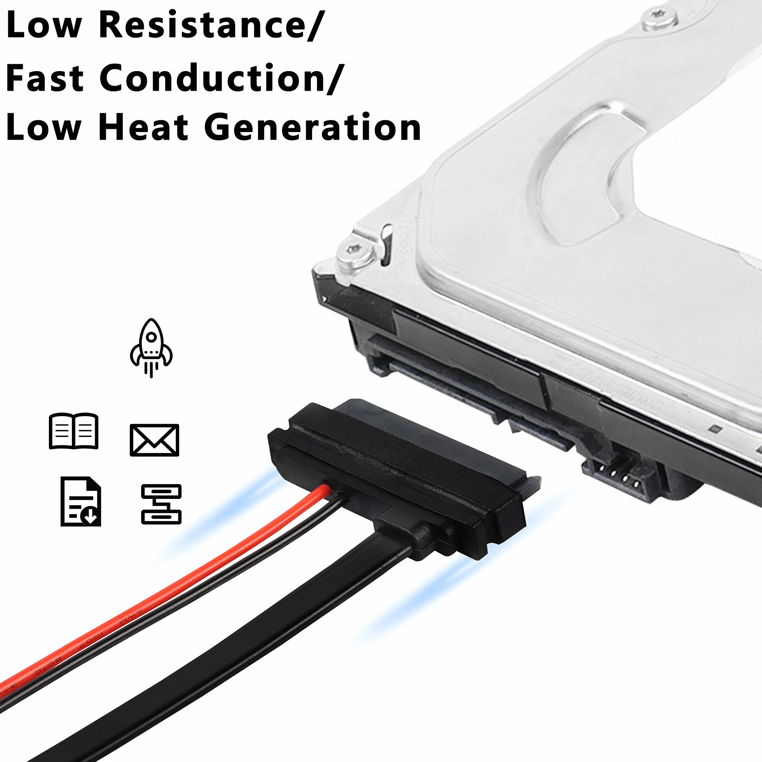 Slimline SATA 13-biegunowa wtyczka na 22-stykowe gniazdo SATA, adapter kablowy, Slimline Serial ATA 7+6-biegunowy na SATA 7+15-biegunowe złącze przedłużające do 2,5-calowego HDD, SSD i laptopa CD-ROM