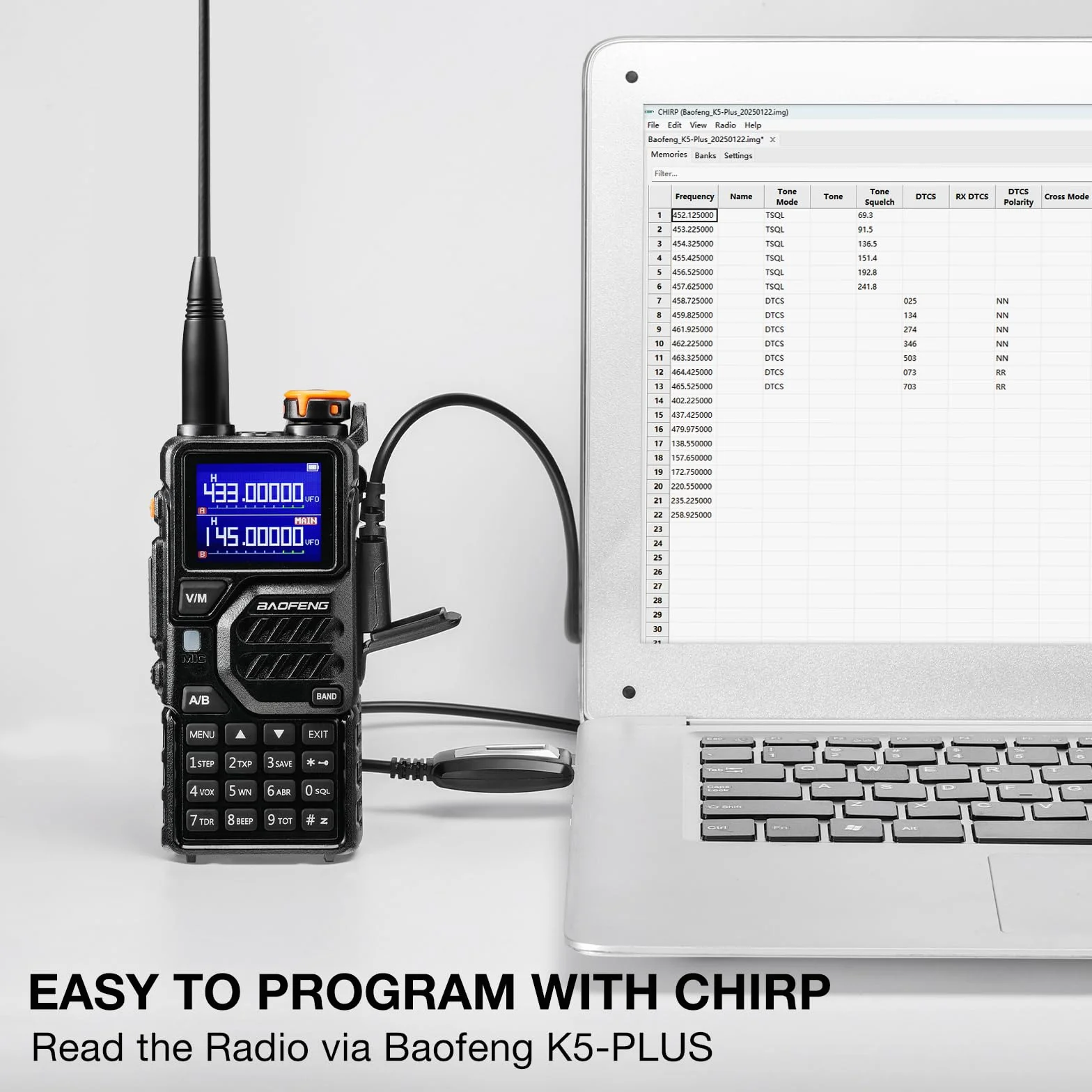 BAOFENG K5PLUS Krótkofalówka Krótkofalówki Radiostacja 10W, VHF/UHF | Dwupasmowe Radio, 10W/7W/4W Regulacja Mocy, Kopiowanie Kodów, Programowanie Chirp, 999 kanałów, Bateria 2500 mAh, port Type-C