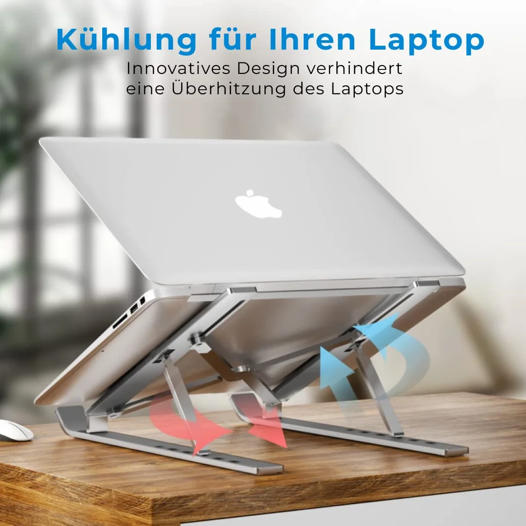 VOOMY Stojak na laptopa, 6-poziomowy stojak na laptopa z regulacją wysokości, składany stojak na laptopa, kompatybilny z MacBook, HP, Lenovo, wszystkimi laptopami i tabletami 9-16 '', Czarny