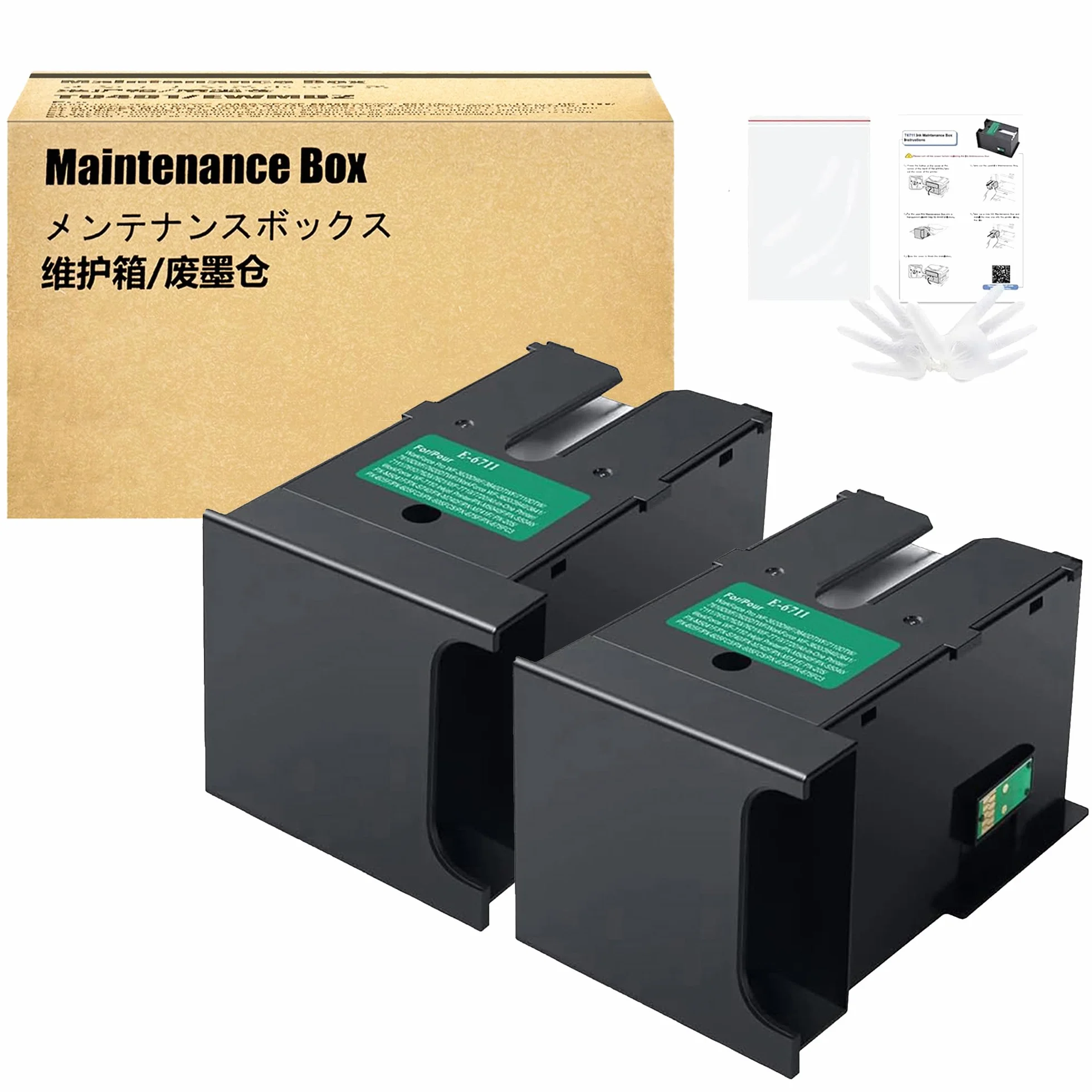 LCL T6711 C13T671100 pudełko do konserwacji atramentu kompatybilne z L1455 WorkForce WF-3010DW, WF-3520DWF, WF-3530DTWF, WF-3540DTWF (2-pak)