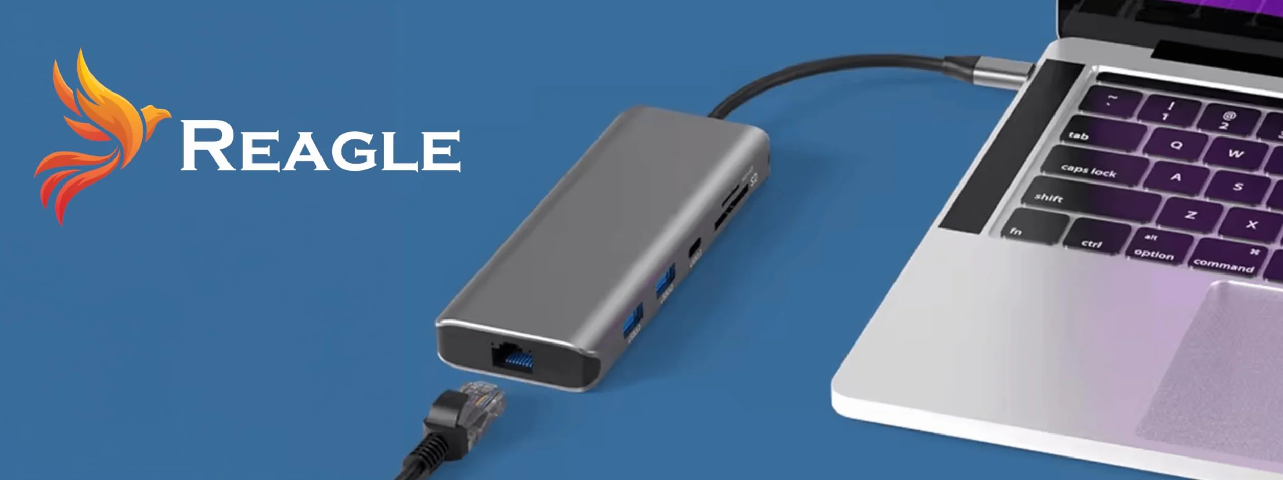 Reagle HUB USB-C 10 w 1 DisplayPort 1.4 HDMI 2.1 8K 30 Hz 4K 144 Hz 5 Gbit/s Display Port Power Delivery 100 W kabel nylonowy oplot powlekany Plug & Play (13 cm)