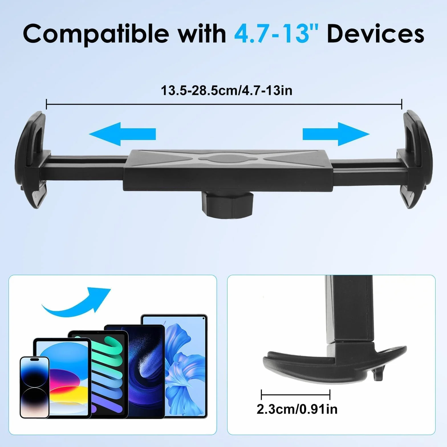 EEEKit Uchwyt na tablet rowerowy, uchwyt rowerowy na telefon z łabędzią szyjką obracającą się o 360° dla 4-13" na telefon tablet