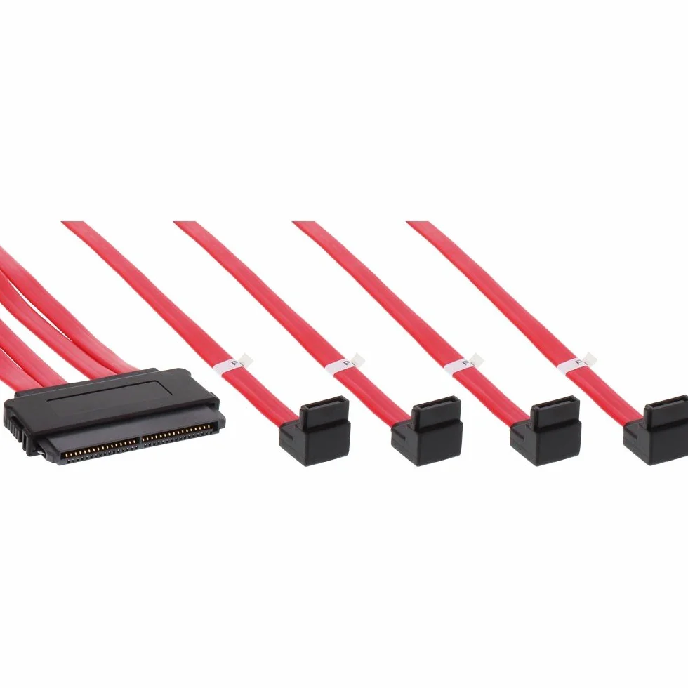 InLine 27605W SAS kątowy kabel przyłączeniowy wewnętrzny SFF-8484 na 4x SATA 0,5m