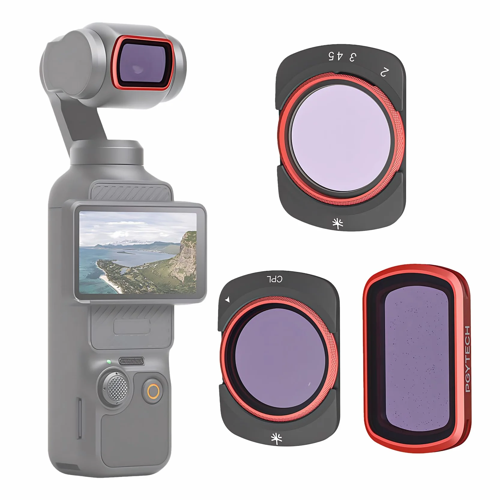 PGYTECH Zestaw 3w1 Magnetyczny Filtr do DJI Osmo Pocket 3/Pocket 4 | CPL + VND + Black Mist 1/4 Kołowy Filtr Polaryzacyjny i Regulowany ND, Profesjonalne Szkło Optyczne, Wodoodporne Vloga