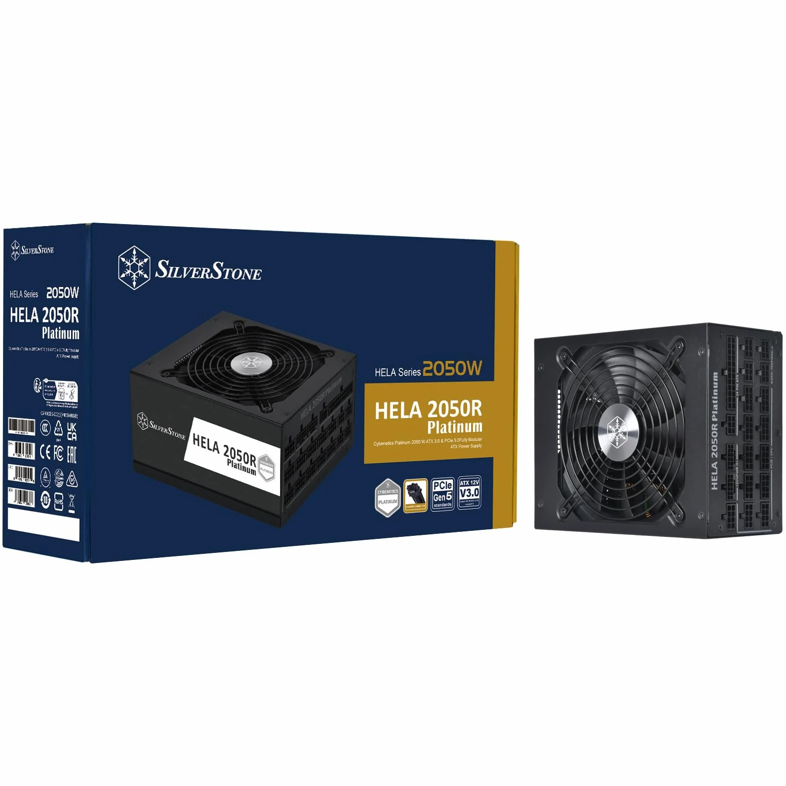 SilverStone Technology HELA 2050R Platinum-Cybenetics Platinum całkowicie modułowy zasilacz ATX, 2050 W, ATX 3.0 i PCIe 5,0, SST-HA2050R-PM