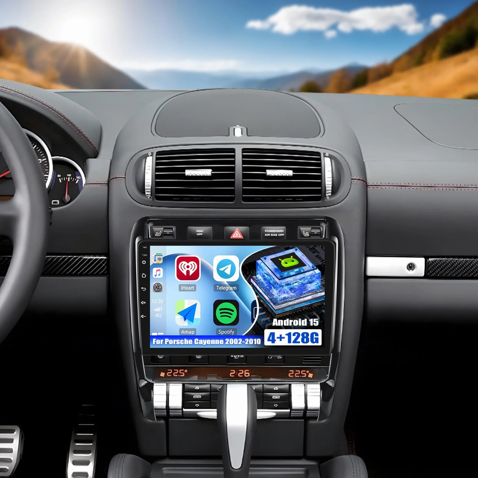 CAMECHO Radio samochodowe 4 + 128 G 9" do nawigacji Porsche Cayenne 2002-2010 z kamerą cofania, Android 13 Wireless Carplay Android Auto Radio z WiFi GPS FM/RDS + Canbus IPS ekran dotykowy