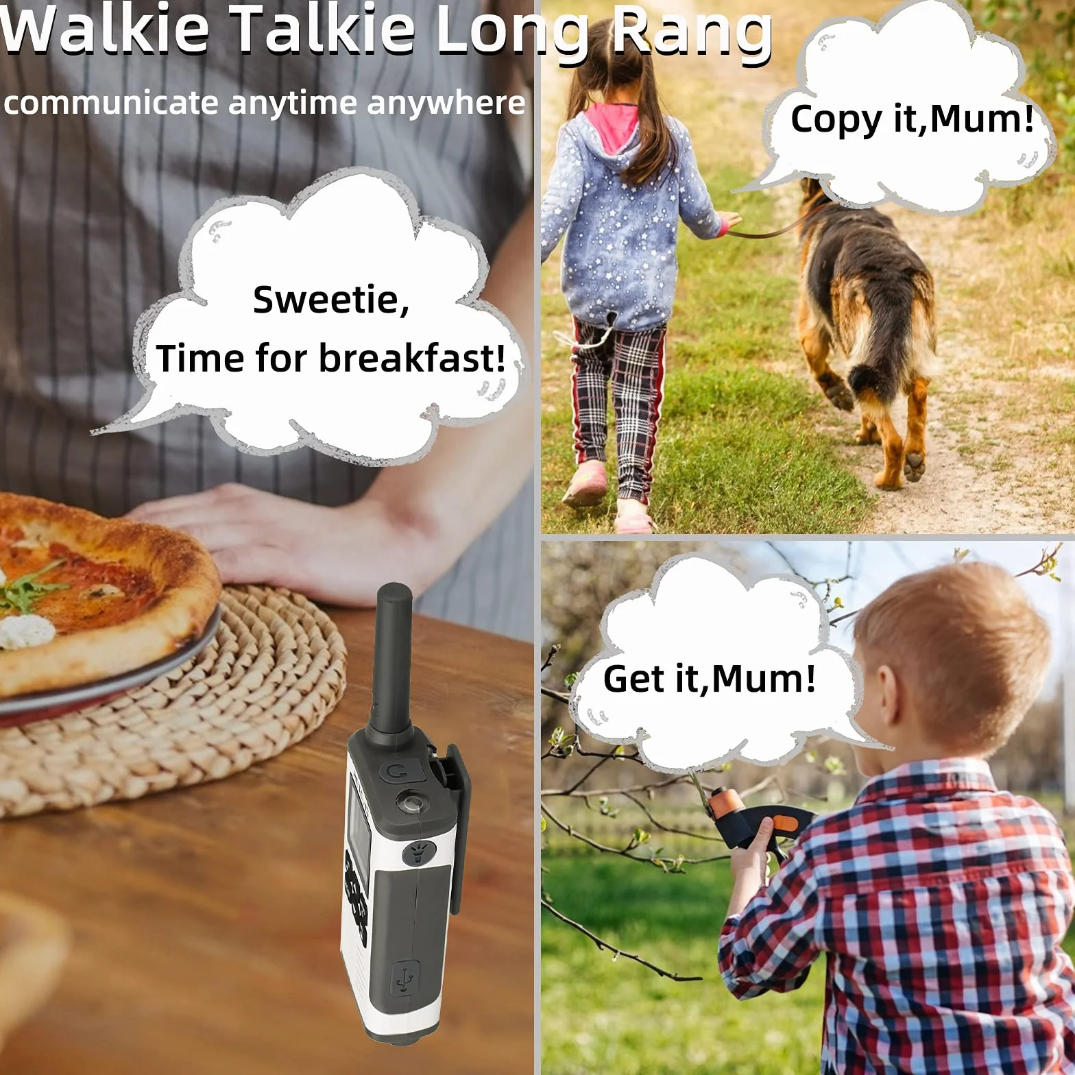 Retevis RT45 Walkie Talkie, Licencja PMR446 Bez Licencji 16 Kanałów, Zestaw Głośnomówiący VOX, Latarka LED, 10 Tonów Połączeń, Akumulator Walkie Talkie,Ratować, Nagły Wypadek (Srebrny, 4 Sztuki)