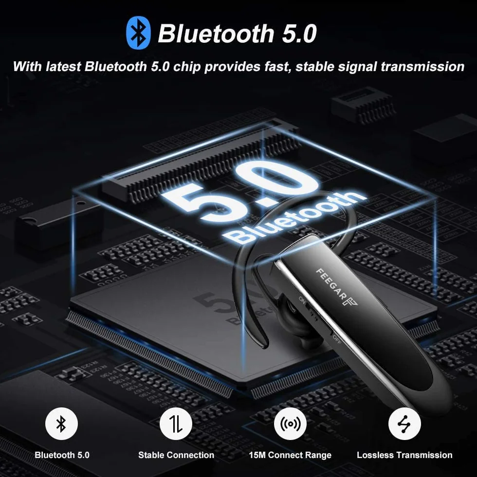 Feegar BF300 PRO Zestaw słuchawkowy Bluetooth 5.0 CSR Słuchawka Bluetooth Czas rozmowy 24h Mikrofon HD Micro Multipoint Bluetooth 5.0 HD Automatyczne parowanie Technologia redukcji szumów CVC 6.0