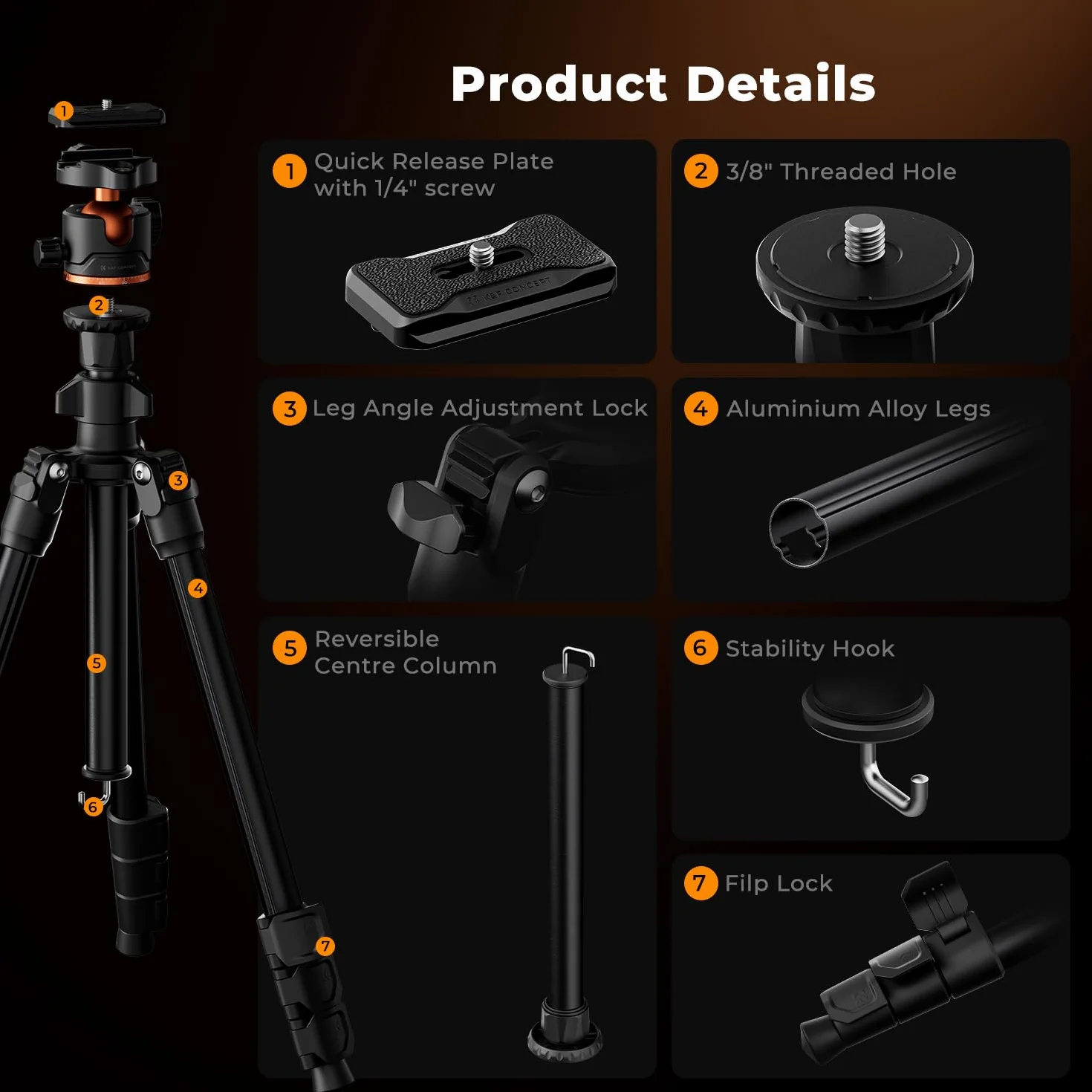 Statyw do aparatu, K&F Concept telefon komórkowy, 178 cm statyw z uchwytem na telefon komórkowy, tripod do podróży, statyw do smartfona, aluminiowy statyw podróżny K234A3+BH-36