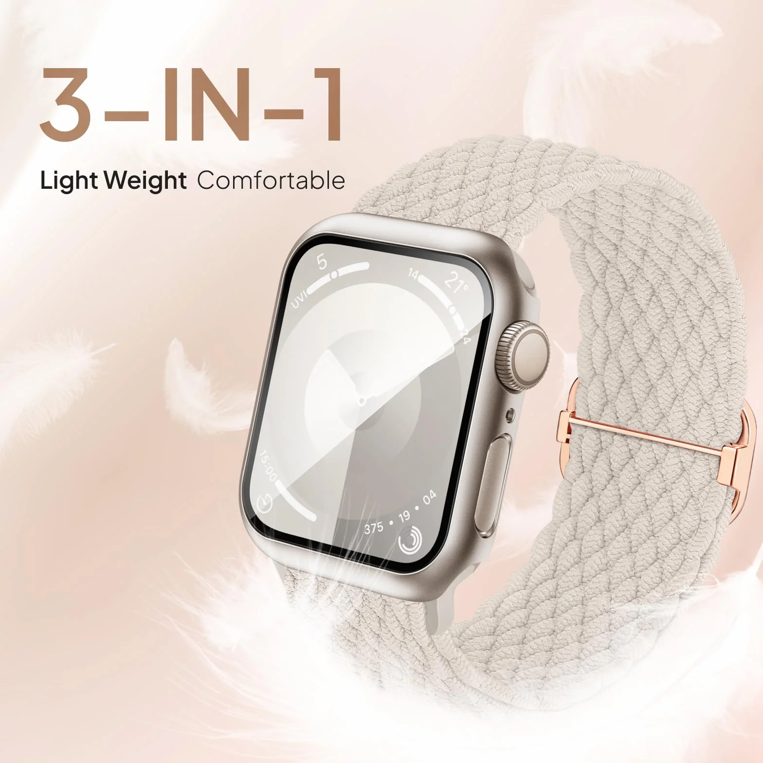 Pleciony pasek 3 w 1 do Apple Watch 40-46 mm z etui i szkłem hartowanym 9H iWatch SE 10-4