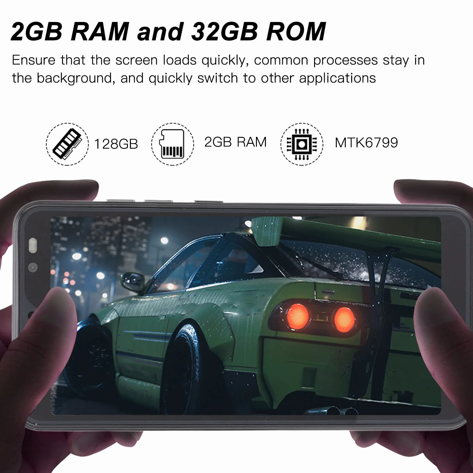 Odblokowany Telefon Komórkowy z Androidem dla Rino8 Pro, 2 GB RAM, 32 GB ROM, 5,45-calowy Pełny Ekran HD, Rozpoznawanie Twarzy, Aparat 2MP + 5MP, Czterordzeniowy Procesor MTK6799(Czarny)