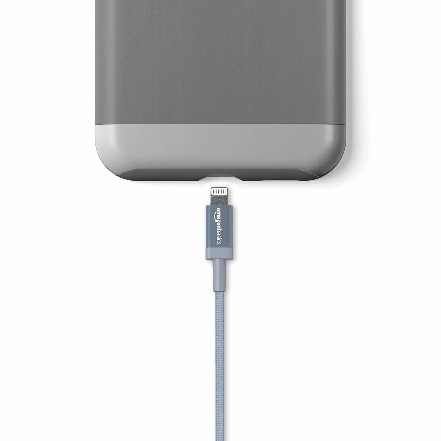 Amazon Basics Kabel połączeniowy Lightning na USB-A, nylonowy, z certyfikatem MFi, kabel do ładowania do iPhone'a, ciemnoszary, 1,8 m