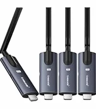 Lemorele Bezprzewodowy transmiter HDMI i 3 odbiorniki, obsługa transmisji radiowej HDMI, 1 nadajnik do 4 odbiorników do strumieniowego przesyłania wideo z laptopa, kamery do HDTV, monitora, projektora