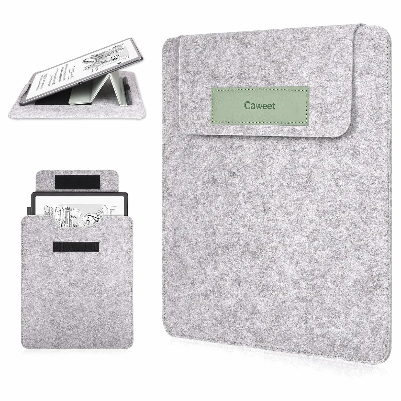 Caweet Etui ochronne pokrowiec na 11-calowy Kindle Scribe – pasuje do Colorsoft 1. generacji i wersji 3. generacji 2025, Premium skóra PU ze składanym stojakiem, zielony