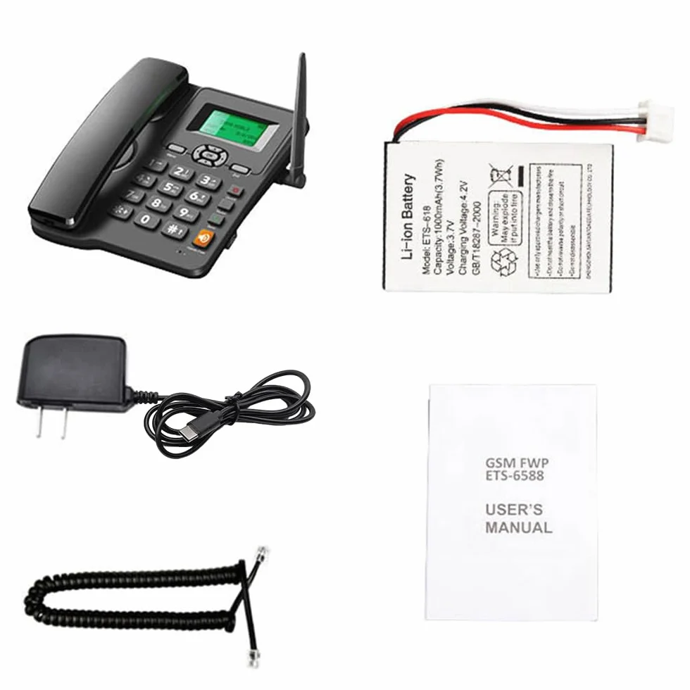 GSM 850/900/1800/1900 MHz, karta SIM 2G, bezprzewodowy telefon stacjonarny z anteną radiową, funkcja alarmu do domu, centrum obsługi telefonicznej biura, firmy hotelowej