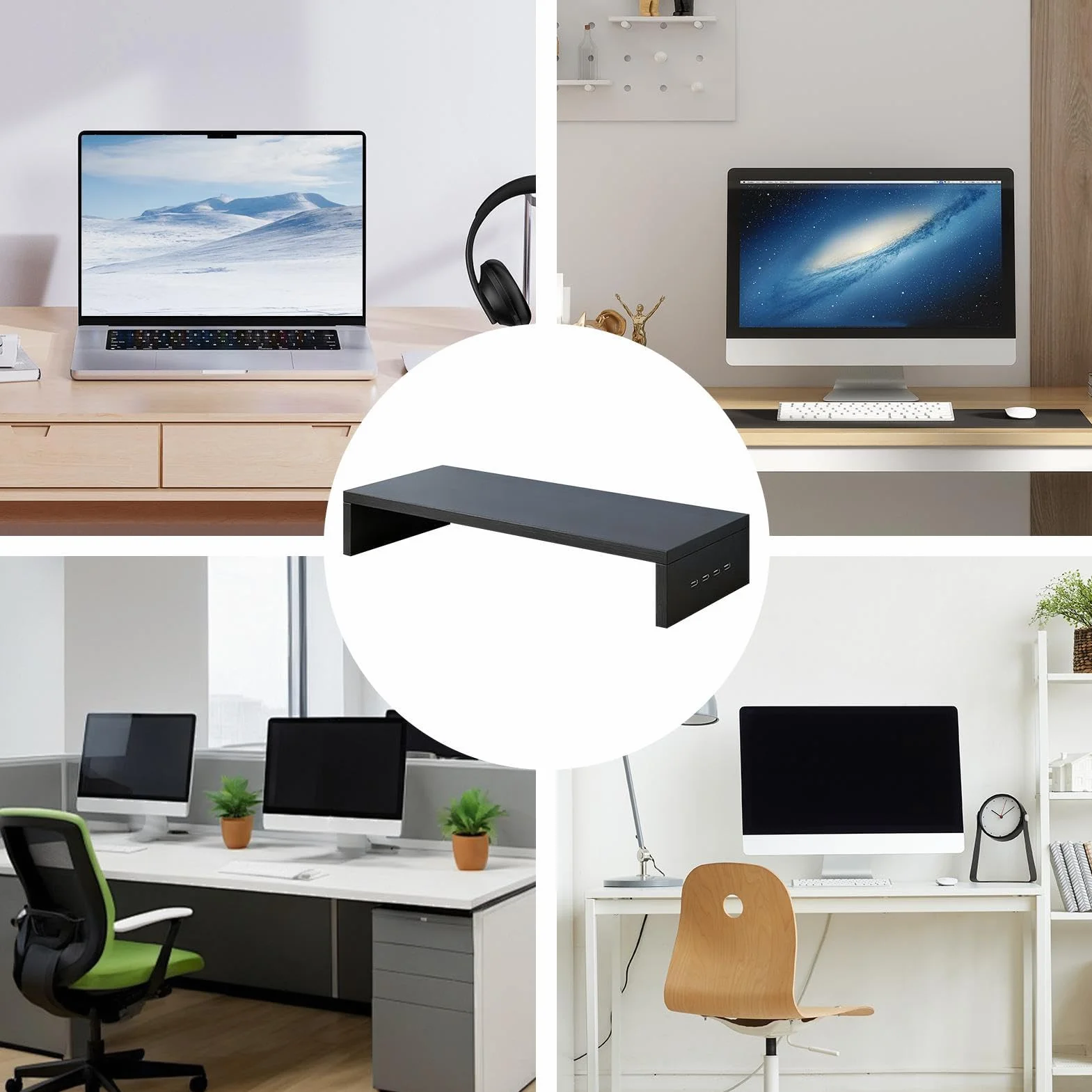 Générique Uchwyt na monitor, USB Pulpit Podnośnik, Booster ekranu PC | solidny podniesiony element, łatwe do umieszczenia narzędzia, akcesoria elektroniczne, przenośny pulpit, 19,69x7,87x3,03