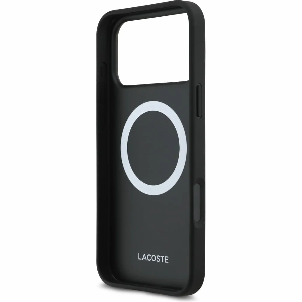 CG MOBILE Lacoste etui + zestaw portfela Iconic Petit Pique kompatybilne z MagSafe do iPhone 17 Pro Max (czarne)