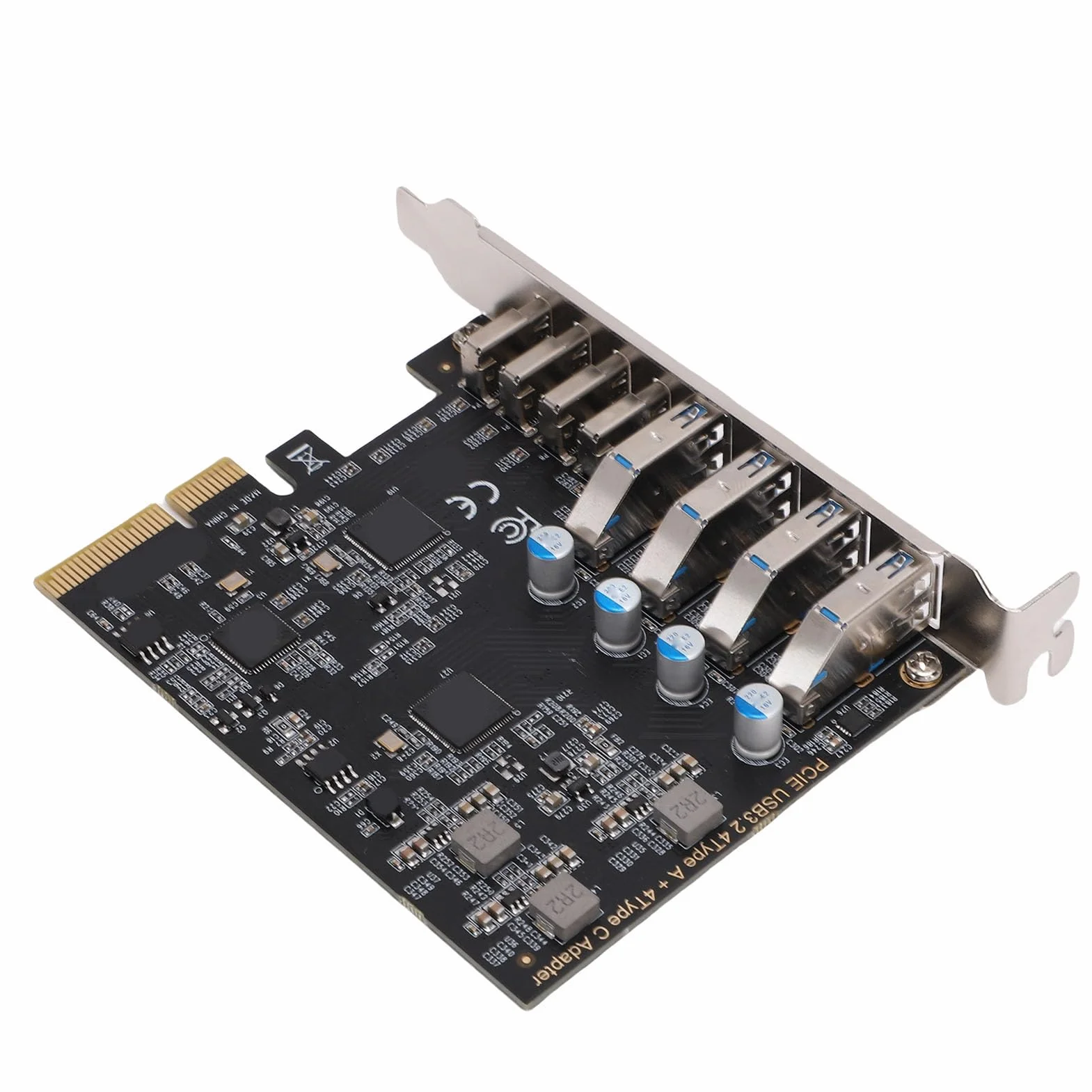 Jiawu Karta rozszerzeń PCI Express, 8-portowa Karta PCle USB 3.2 Gen 2, przepustowość 10 Gb/s dla Entuzjastów Gier