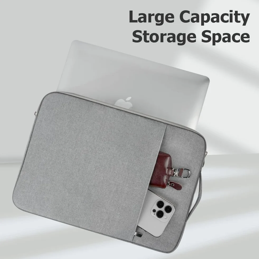 Flintronic Pokrowiec na laptopa 35.6 cm, wodoodporny, przenośna męska torba na laptopa z kieszeniami, kompatybilna z MacBookiem, Asus, Dell, HUAWEI (jasnoszary)