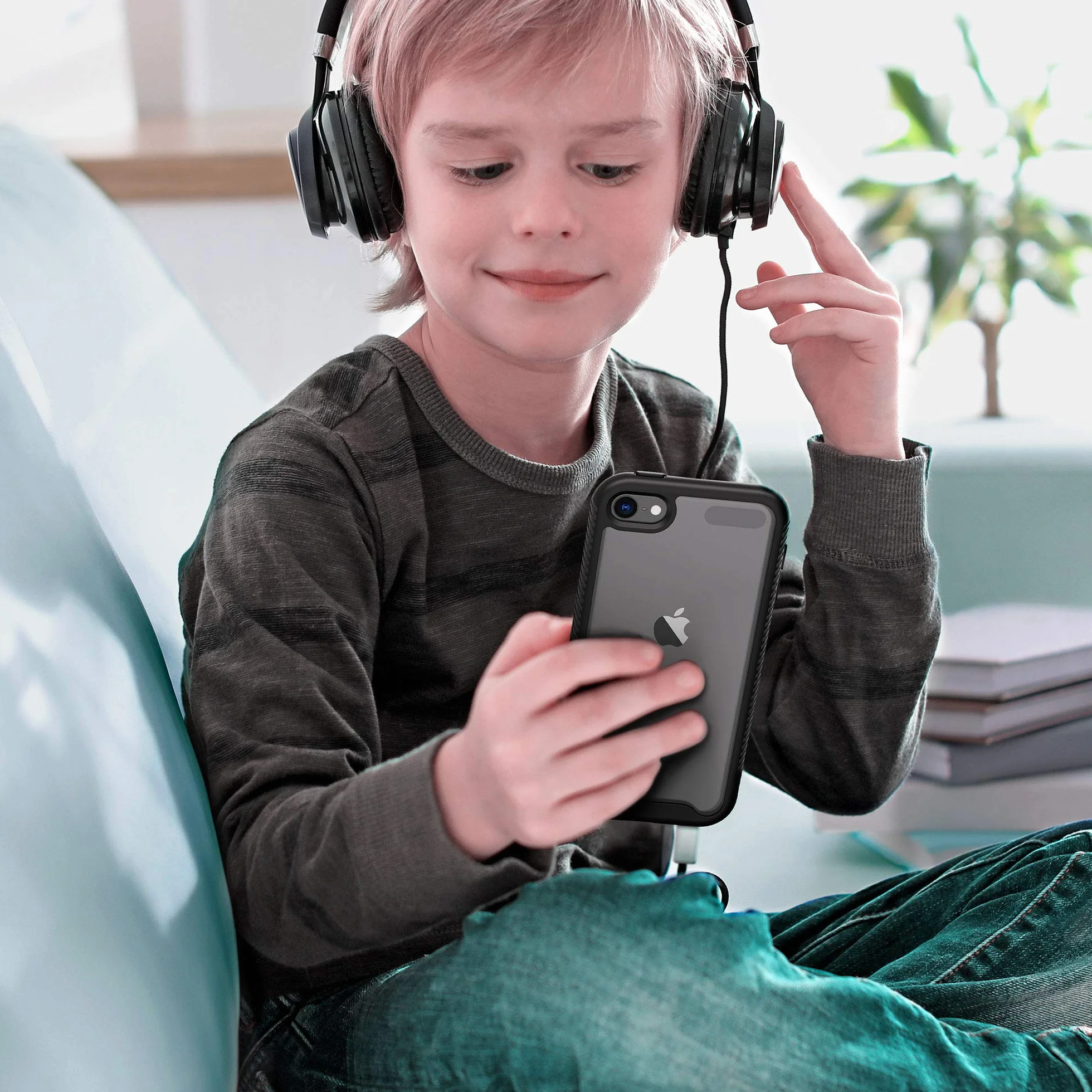 ULAK Etui do iPod Touch 7, etui iPod Touch 6/5 2w1 z wbudowaną osłoną ekranu z przodu i z tyłu, przezroczyste, pełna ochrona, odporne na wstrząsy etui do iPoda Touch 7, 5., 6, czarne