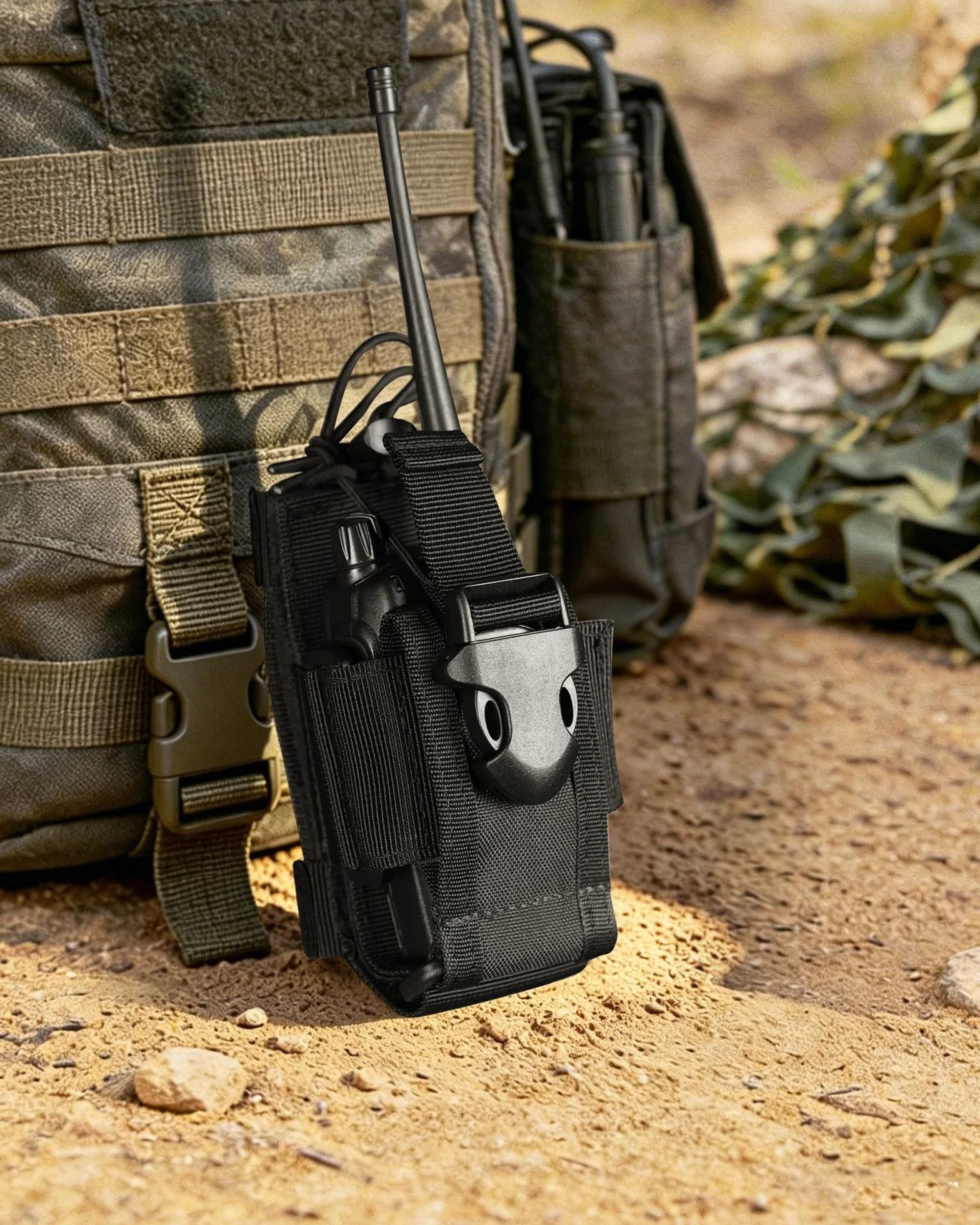 VIPERADE Walkie Talkie Torba na radio Nylonowa kabura na interkom Wielofunkcyjne regulowane miejsce do przechowywania Solidna dwukierunkowa torba na radio