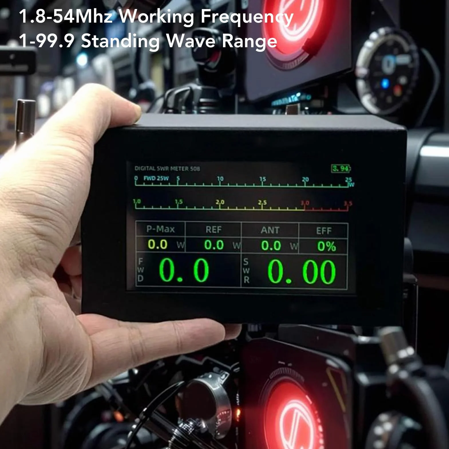 Eujgoov Miernik mocy SWR 200 W, cyfrowy, IPS, typ C, 1,8-54 MHz, czarny