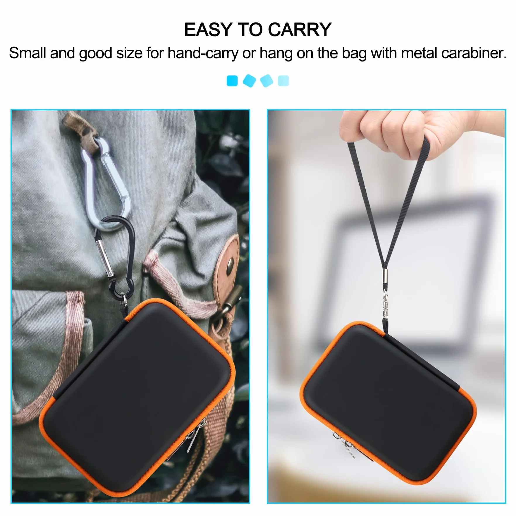 Lacdo Futerał na dysk twardy LaCie Rugged Mini Thunderbolt USB-C EVA Torba podróżna Czarna Orange