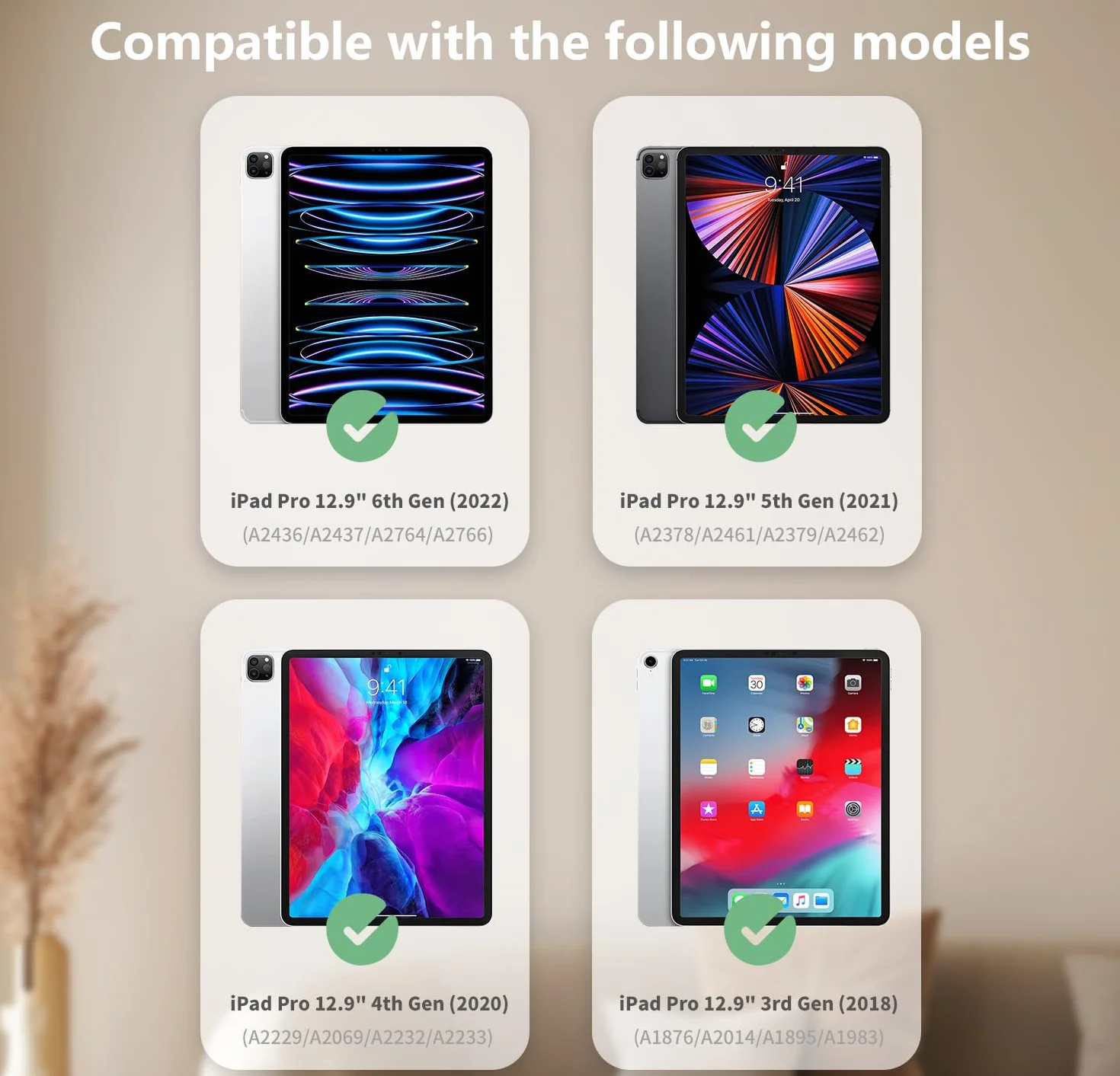 Etui iPad Pro 12.9 6. i 5. generacji (2022/2021/2020) Ultra Slim PU Pokrowiec ochronny na tablet z funkcją stojaka, etui z uchwytem na iPada Pro 12.9 2022/2021/2020 Brązowy