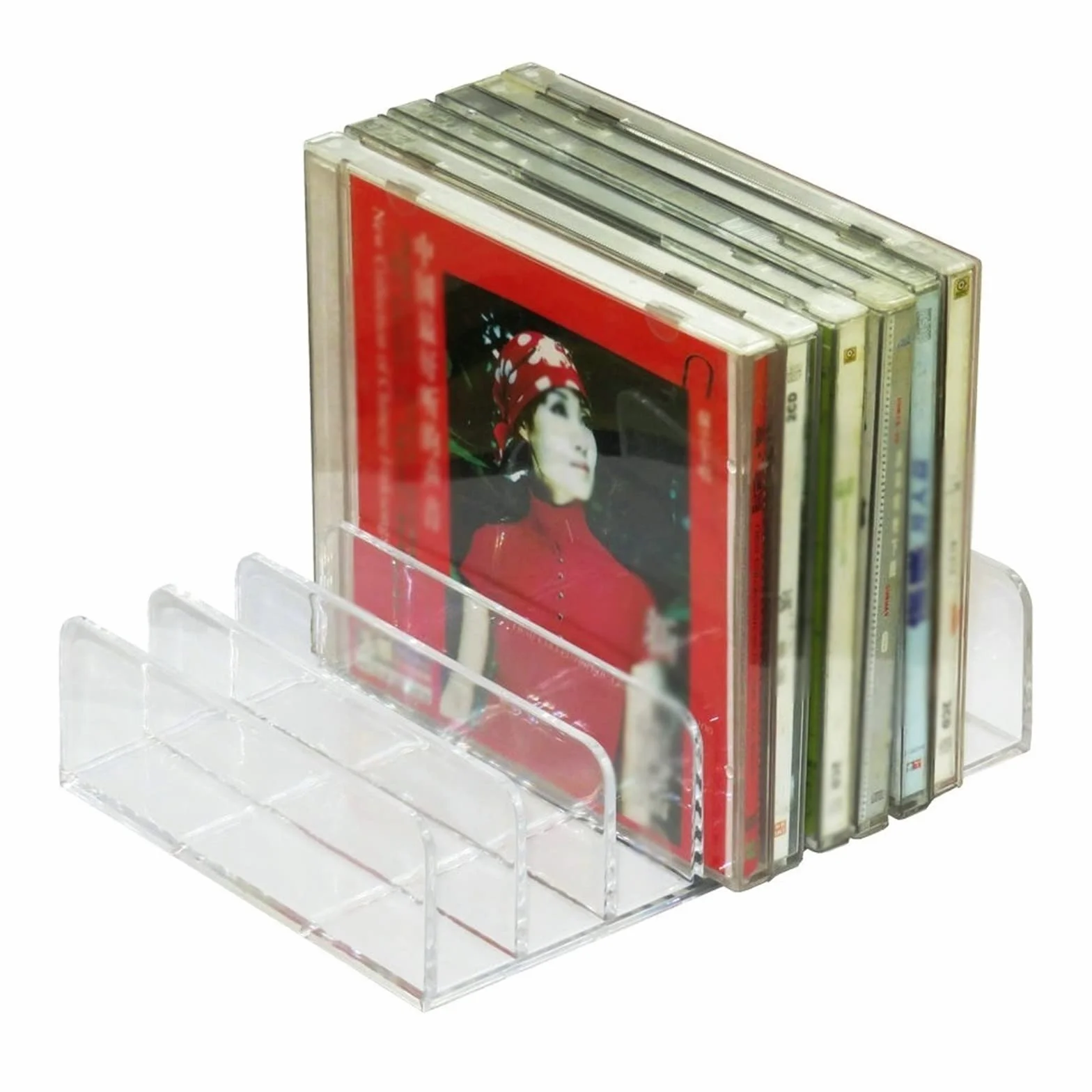 przechowywanie płyt Taca do przechowywania płyt DVD, przezroczysty akrylowy stojak CD, na płyty z możliwością układania w stosy Stojak organizery - mieści 14 standardowych pudełek stojak na płyty CD