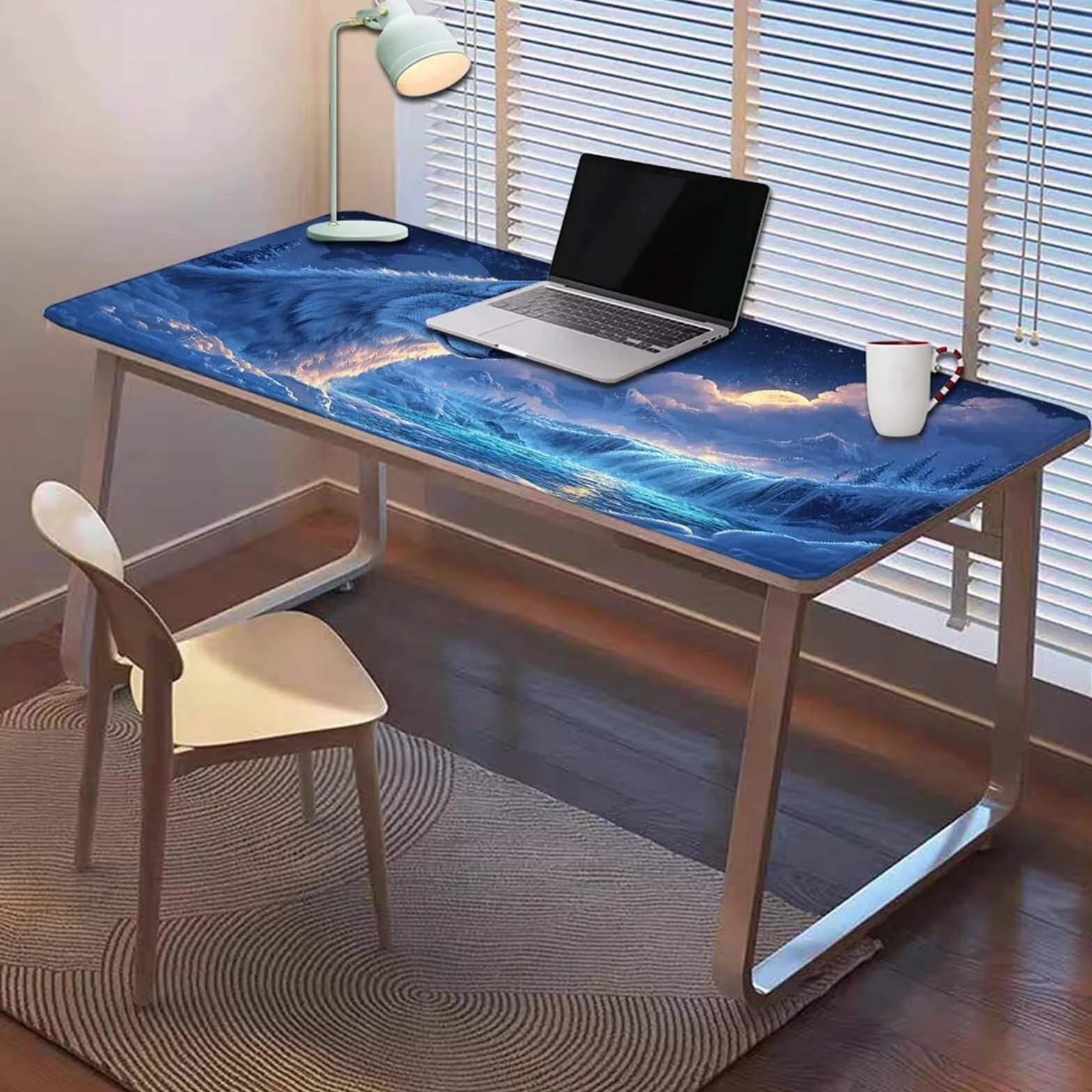 Gamingowa podkładka pod mysz 1200 x 600 x 3 mm, XXL, wodoszczelna, odporna na ścieranie, z przyszytymi krawędziami, niebieska, podkładka na biurko, poprawia prędkość i precyzję, do komputera, laptopa