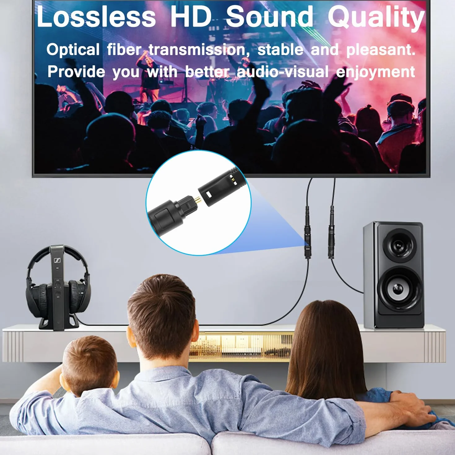 Toslink Digital Optical Splitter 1 in 2 Out Optyczny rozdzielacz audio kabel adaptera, 1 wtyczka wejście 2 gniazda wyjścia, 24K pozłacana wtyczka, do TV, DVD, wzmacniacza, soundbar (0,3 m)