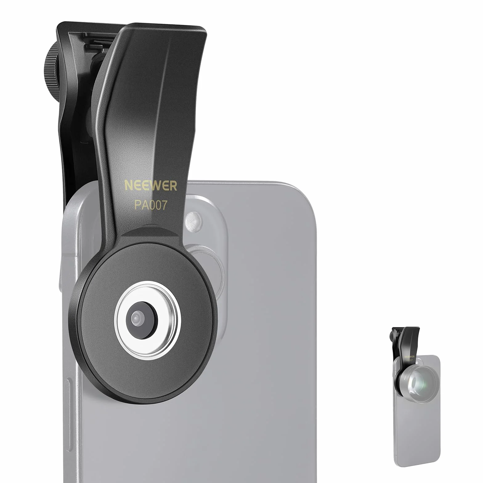 Neewer Uniwersalny zacisk do telefonu do obiektywu gwintowanego 17 mm, profesjonalne mocowanie i adapter obiektywu teleobiektywu, kompatybilny z iPhone 15 Pro Max 15 Plus 14 13 Samsung Galaxy S24 S23