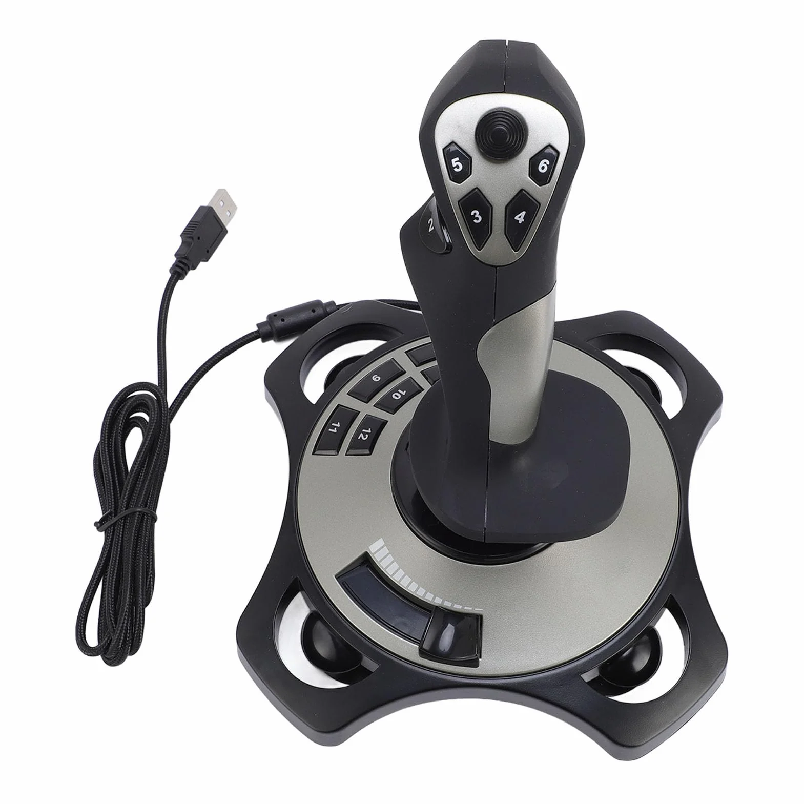 Symulator Lotu Kontroler Typu Joystick Przewodowy Drążek Sterowy USB z Wibracjami, przepustnicą i Programowalnymi Przyciskami do Gier Komputerowych z Systemem 7/8/10/11