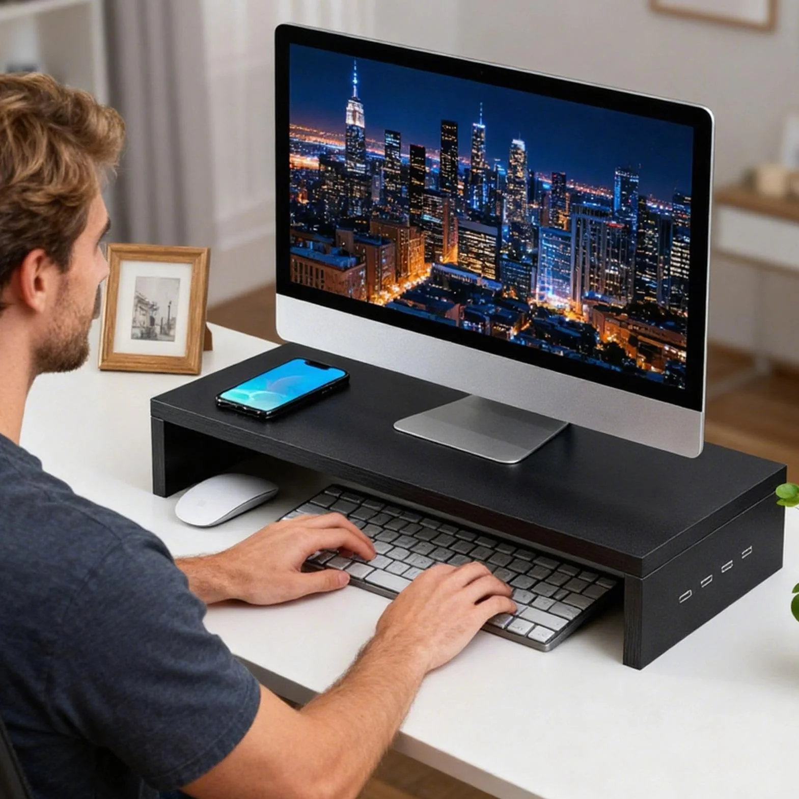 Générique Uchwyt na monitor, USB Pulpit Podnośnik, Booster ekranu PC | solidny podniesiony element, łatwe do umieszczenia narzędzia, akcesoria elektroniczne, przenośny pulpit, 19,69x7,87x3,03