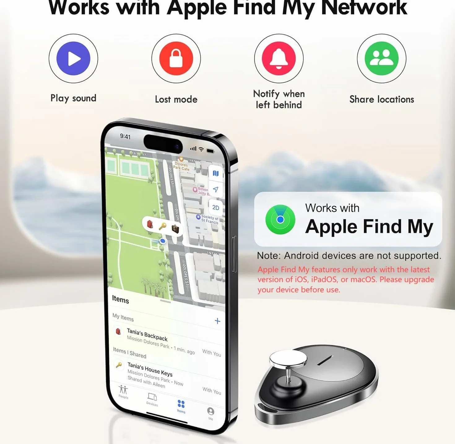 UtagPro lokalizator GPS ukryty, tracker Bluetooth współpracuje z Apple Find My (tylko iOS), wodoodporny, tryb utracony, bez miesięcznej opłaty, certyfikat Mfi, odpowiedni do ubrań, butów, plecaka,