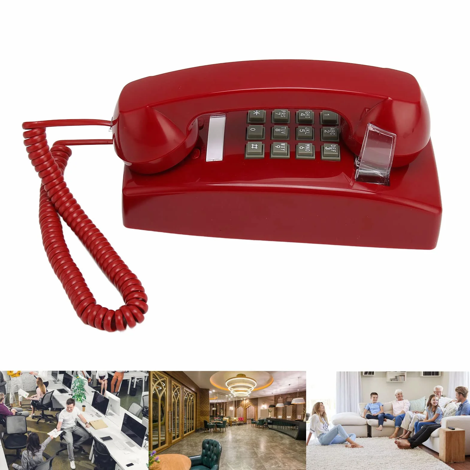 KIMISS Telefon ścienny w Stylu Retro w Starym Stylu – Wodoodporny Telefon Przewodowy z regulacją Głośności w Słuchawce, Klasyczna Konstrukcja do Montażu na ścianie do Użytku w Domu, Biurze i Hotelu