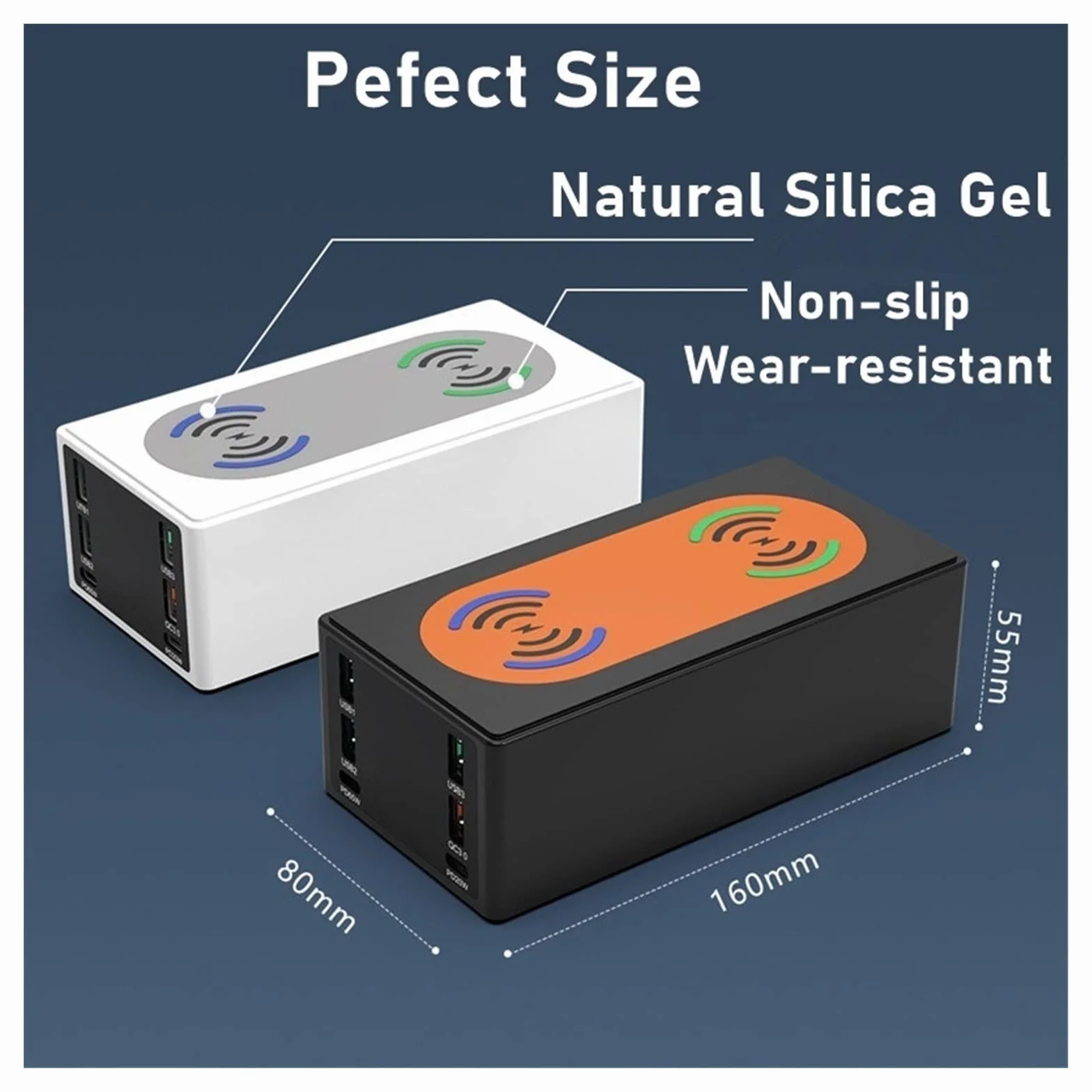 150W Multi USB Bezprzewodowa ładowarka 4 Port USB Stacja ładująca Organizator QC 3.0 Szybka stacja dokująca do telefonu komórkowego, tabletu i innych Bezpieczna ładowarka(Nero)