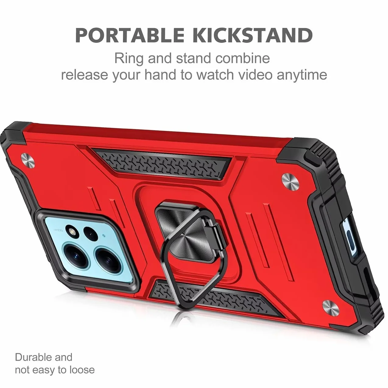 Etui do Xiaomi Redmi Note 12 4G (6,67"), szkło hartowane [2 sztuki] ochronna silikonowa TPU odporna na wstrząsy twarda pancerna obudowa Tough Armor - czerwona