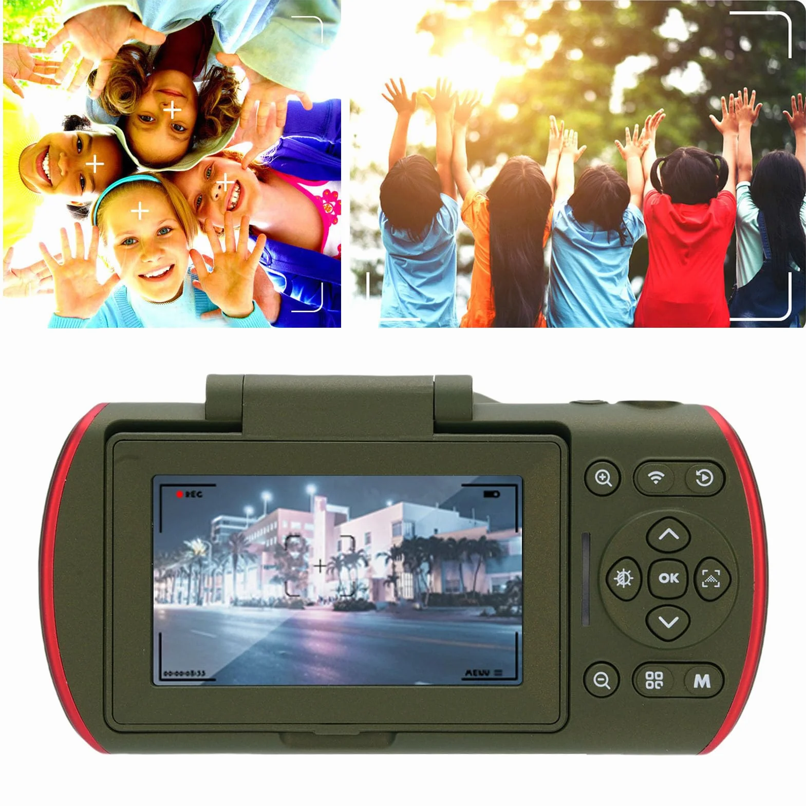 Garsent Aparat Cyfrowy, Vlogowanie 4K 64MP z 3 -calowym Ekranem Klapki, 18x Zoom, Autofocus Point i Fotografowanie z technologią Anty Shake dla Początkujących do Domu Selfie (GREEN)