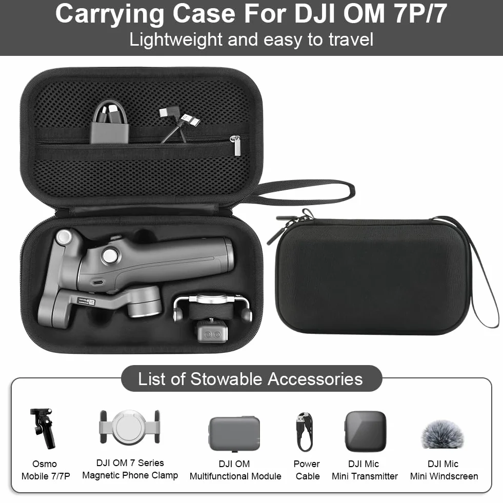 HOTUT Osmo Mobile 7 Case, kompaktowe etui ochronne do DJI OM 7/OM 7P, Czarny