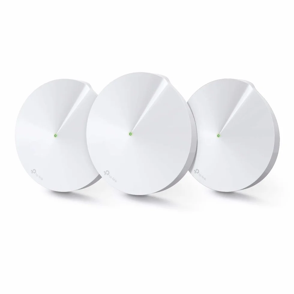 TP-Link Deco M5 Wifi Mesh, zestaw 3 jednostek do 500 ㎡, AC1300, do domów dwu- lub 3-piętrowych, z podwójną prędkością 1267 Mbps, wymień tradycyjne routery i przedłużacz Wi-Fi, kompatybilny z Alexą