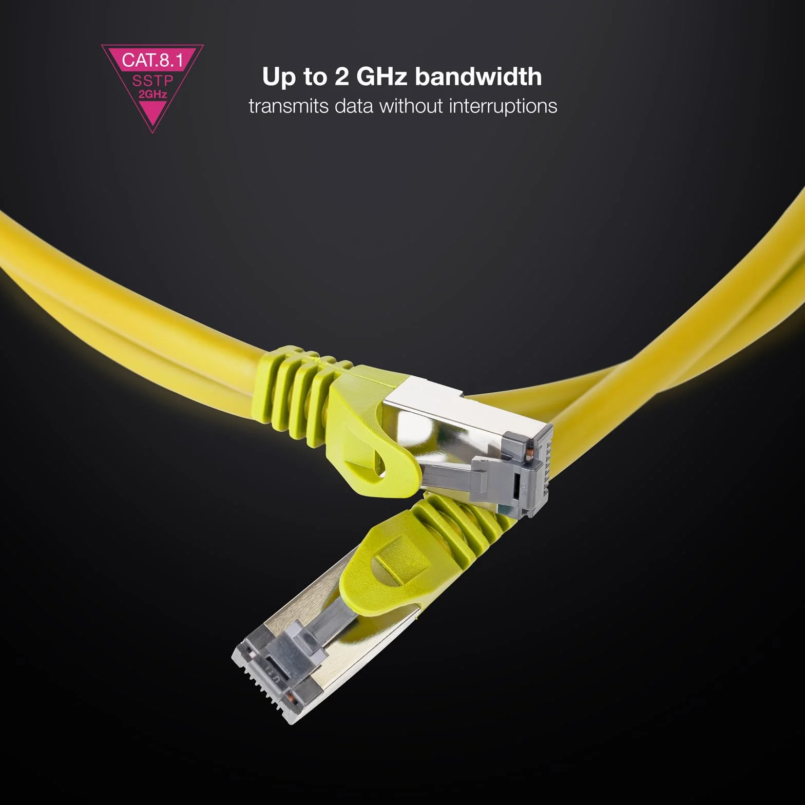Kabel Nano RJ45 Cat.8.1 2 GHz LSZH SSTP AWG26 żółty 2 m