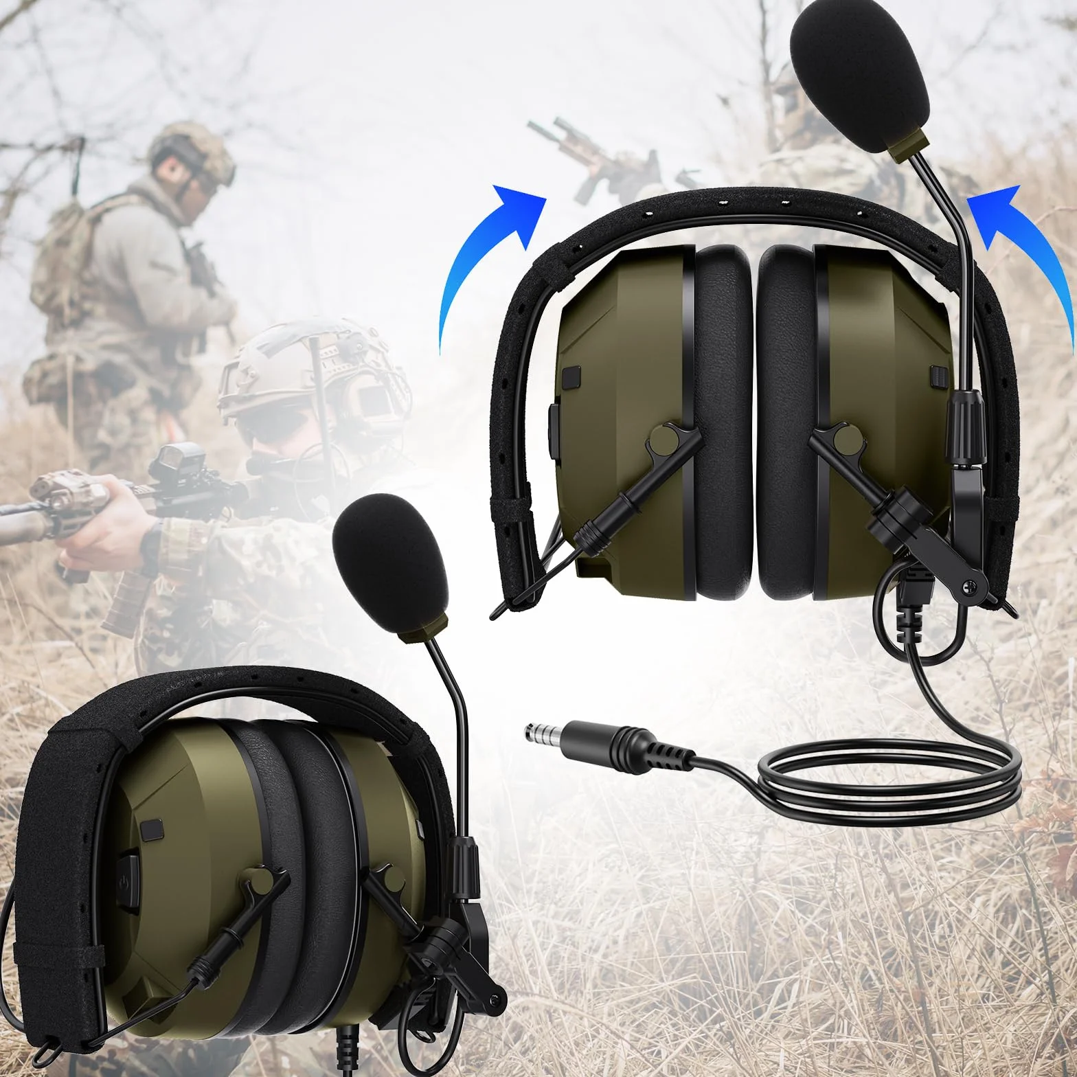 Taktyczny zestaw słuchawkowy walkie talkie polowanie strzelanie airsoft nauszniki PTT Boom mikrofon słuchawka, aktywny odbiór dźwięku, redukcja szumów słuchawki radiowe do Hytera bd502i bd552i bd402i
