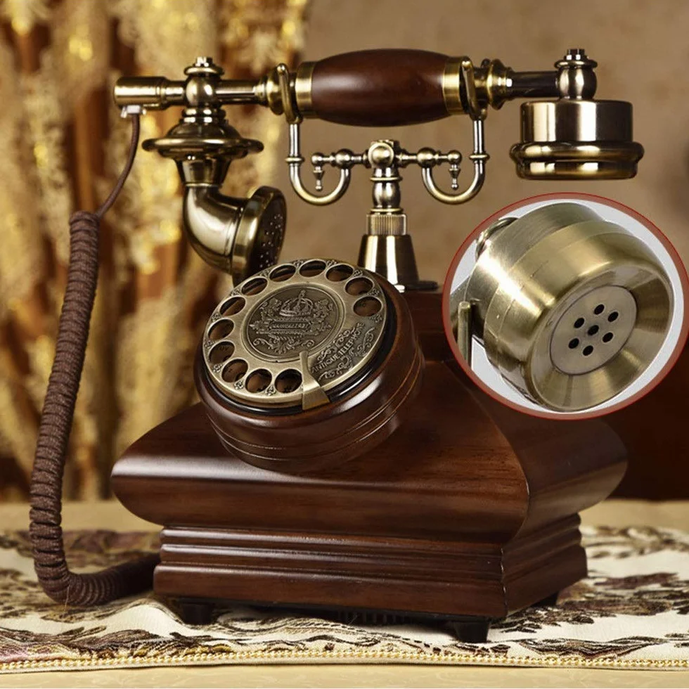 Telefon stacjonarny do domu Kreatywne antyczne telefony stacjonarne Telefon przewodowy do domu, obrotowy telefon biurkowy retro dekoracja domu, kolor kawy kreatywne telefony retro