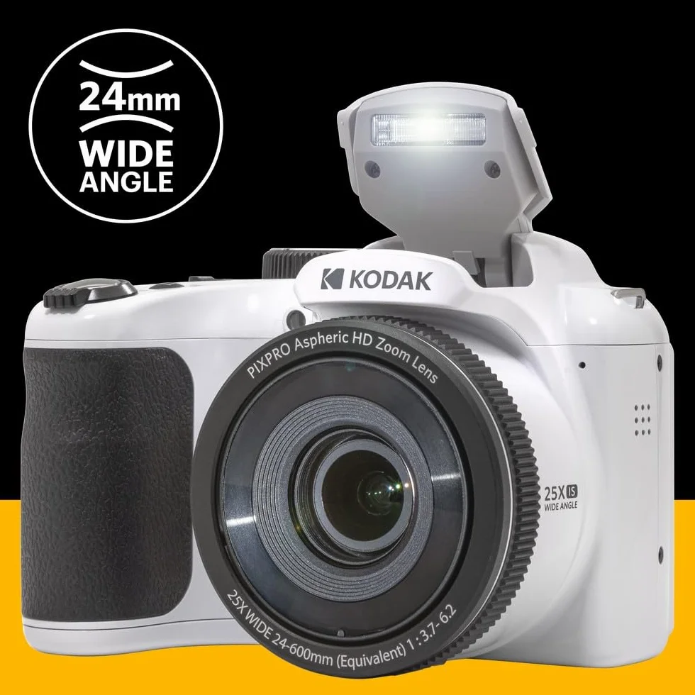 Kodak Pixpro AZ255 Aparat mostkowy 16 MP, 25-krotny zoom optyczny, Full HD 1080p, szeroki kąt 24 mm, stabilizator, 3-calowy wyświetlacz LCD, etui w zestawie - idealne do podróży - czerwony