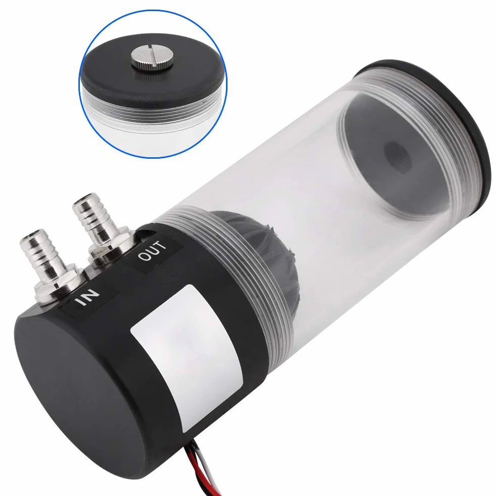 Wymiennik ciepła z pompą wodną, pompa chłodząca wodą PC 500 l/h, 10 W, DC12 V, chłodzenie CPU, akryl G1/4, komputer DIY, zbiornik cylindryczny do chłodzenia wodą