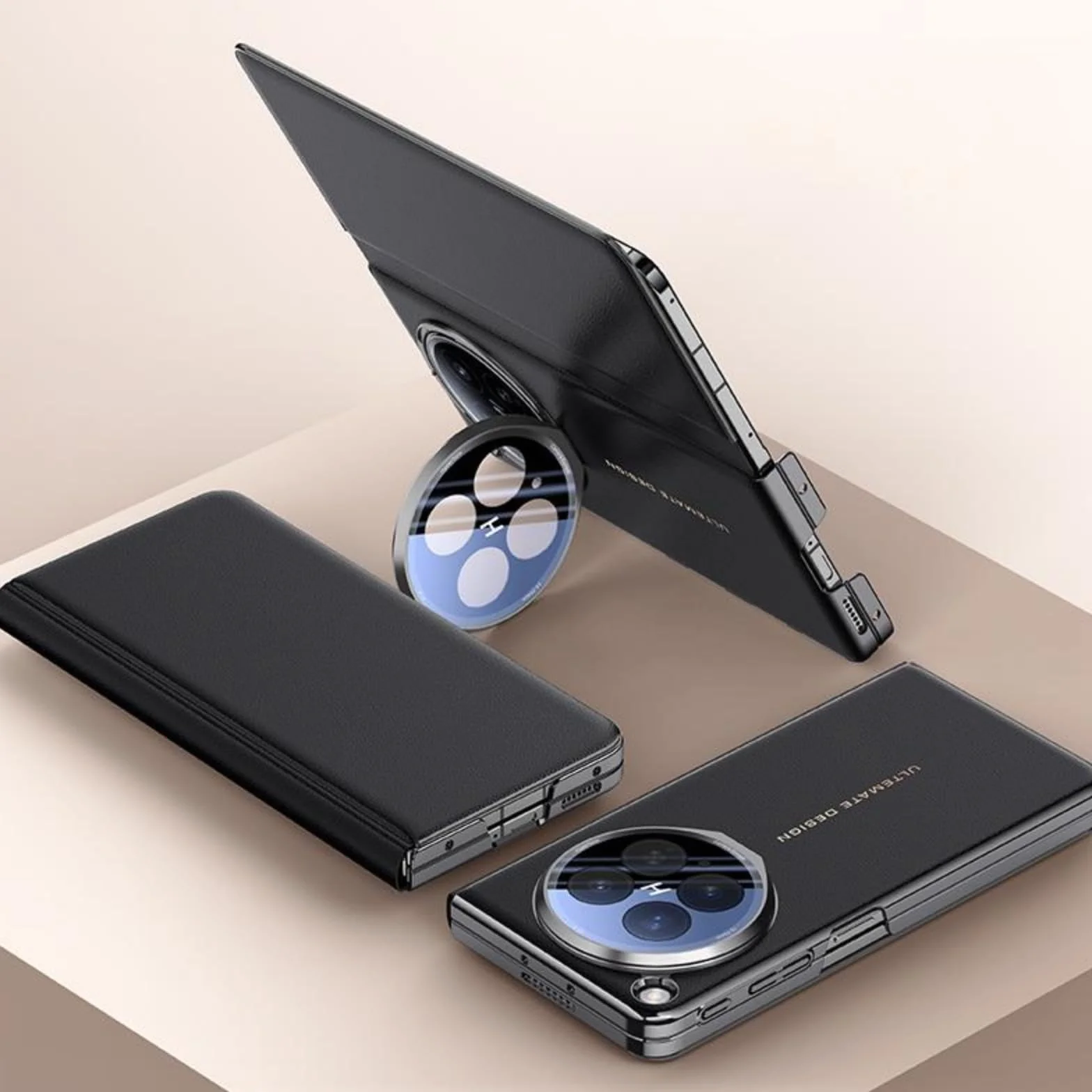 Find N6 etui na telefon komórkowy z klapką magnetyczną ze skóry + stojak na obiektyw + View Window, etui z klapką Folio do Oppo Find N6(3)
