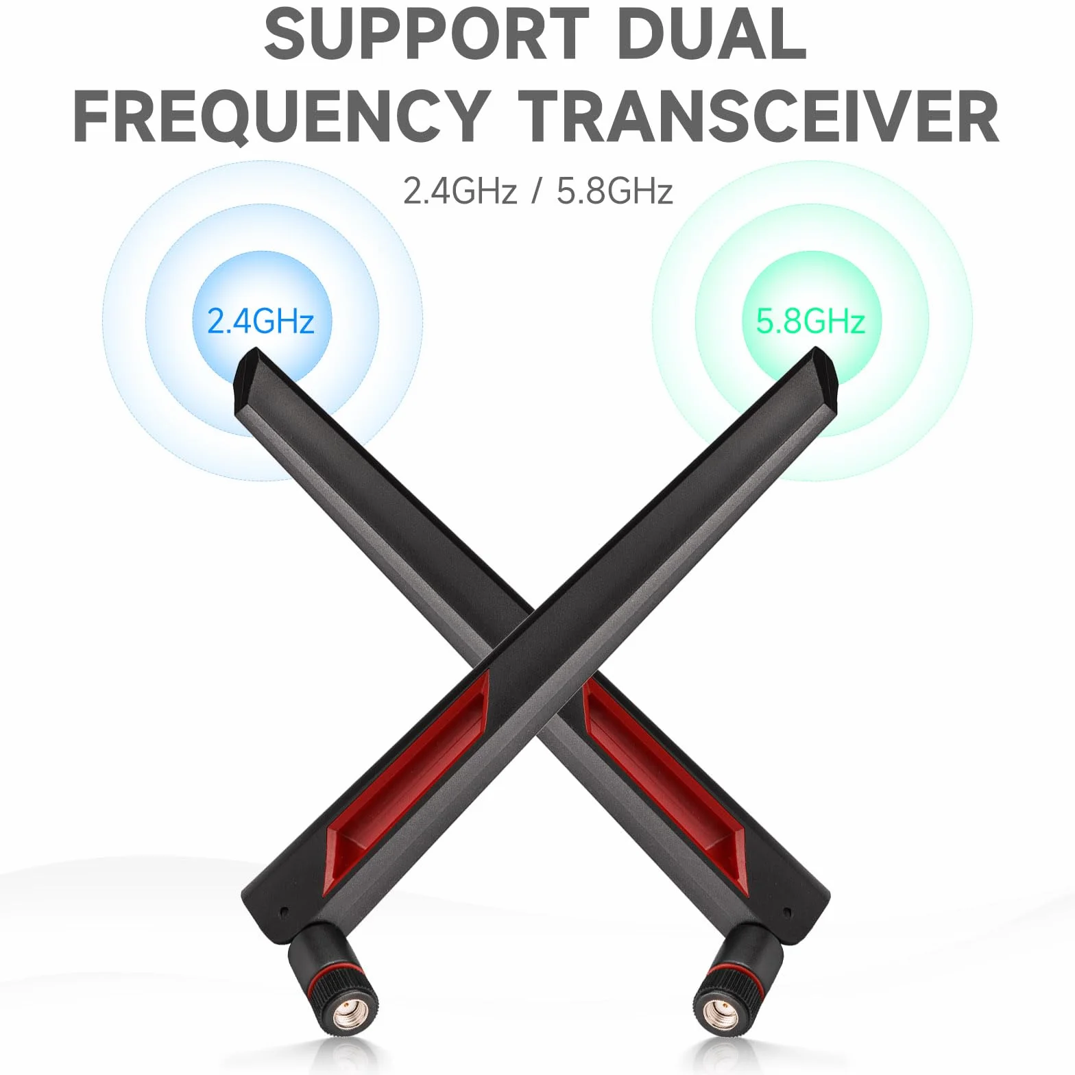 Eightwood Antena WiFi WLAN 2,4 g/5,8 g 10 dBi RP-SMA antena Dualband do PC, płyty głównej, routera, kamery PCI-E, karty sieciowej ASUS RT-AC68u..