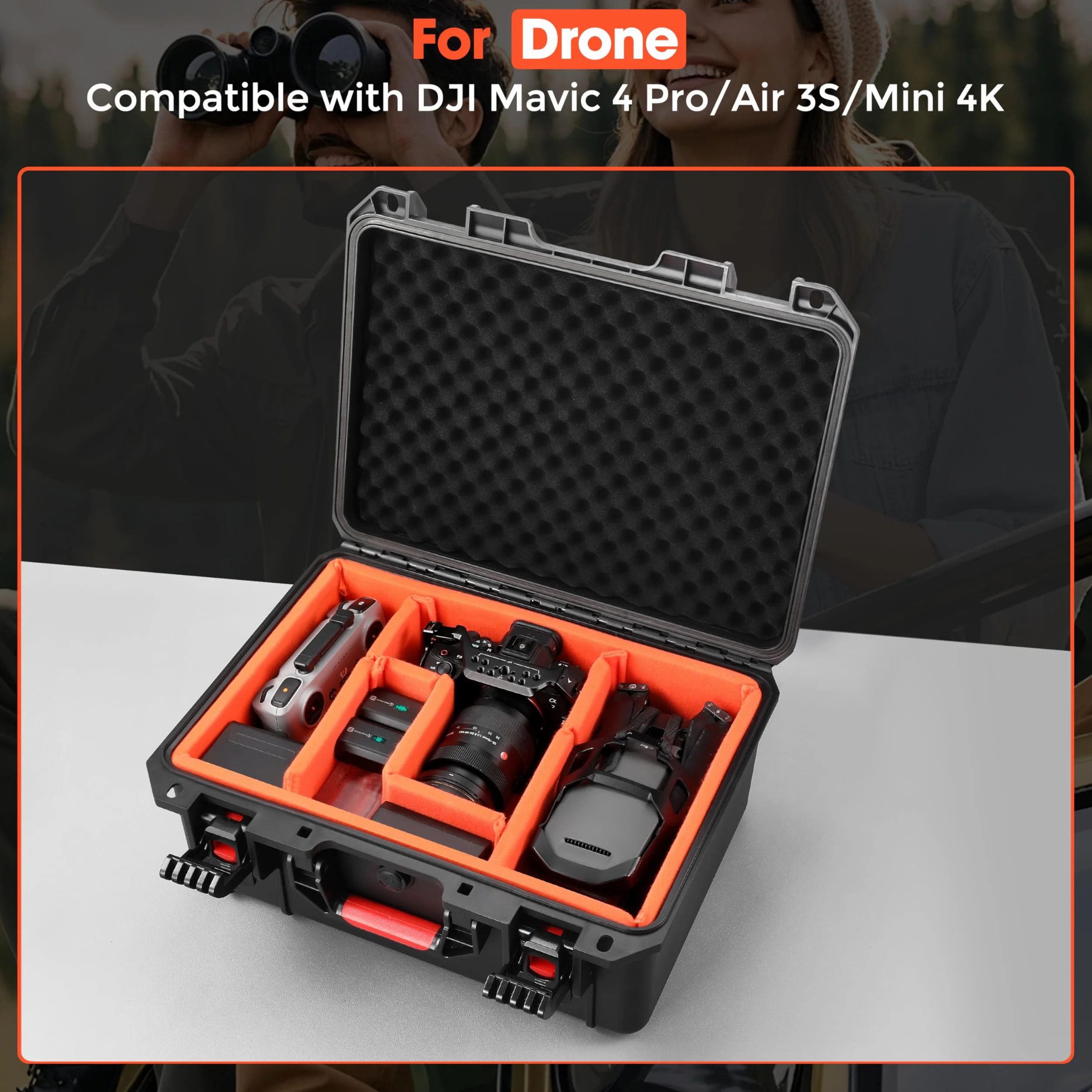 STARTRC VCR Twarde etui do aparatu DSLR SLR soczewki wodoodporne IP67 ochrona przed podróżą dzielniki dla DJI Mavic 4 Pro/Air Drones dla Gopro Hero 13 12 11 10 akcesoria (tylko etui) 16 x 12 x 7 cali